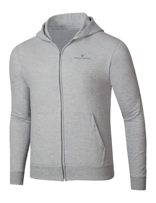 Light Grey Heather 8.5 oz Ring Spun Zip Hooded Sweatshirt w/McGinnis Logo