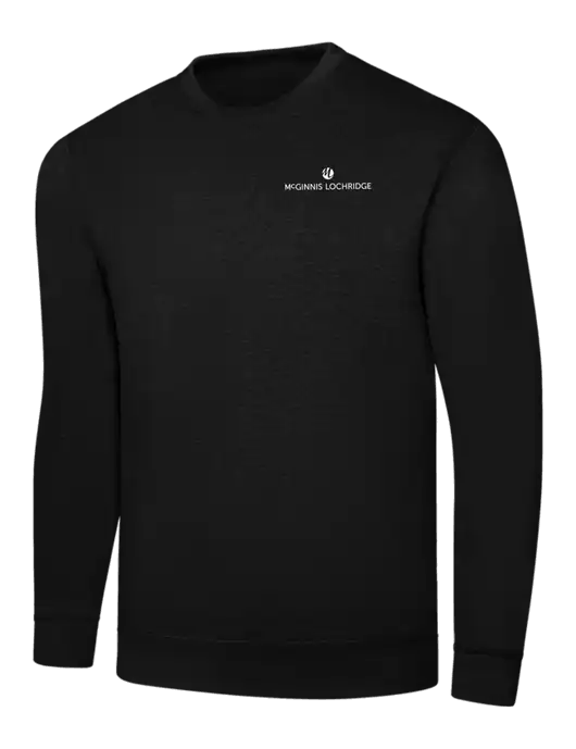 Black 7.8 oz Ring Spun Crew Sweatshirt w/McGinnis Logo