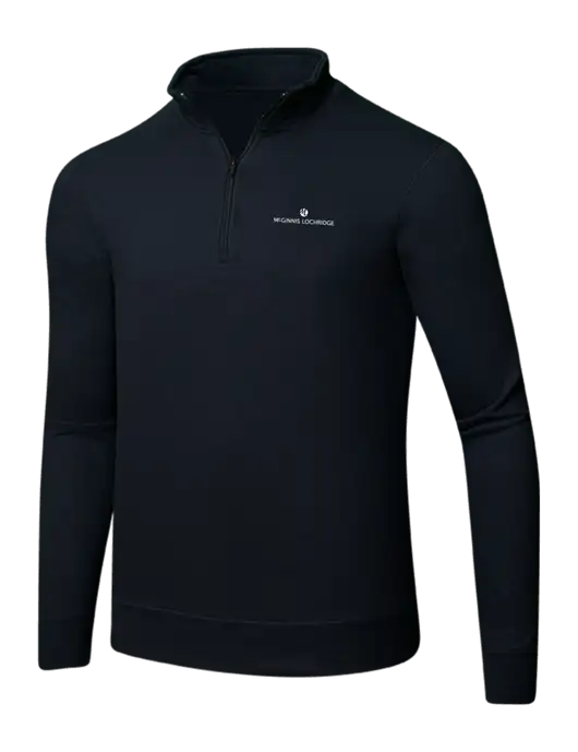 Jet Black 8.5 oz Ring Spun 1/4 Zip Pullover Sweatshirt w/McGinnis Logo