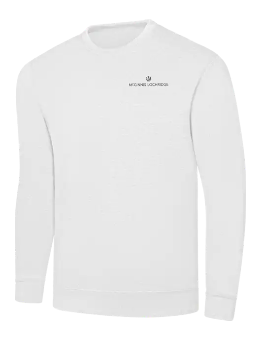 White 7.8 oz Ring Spun Crew Sweatshirt w/McGinnis Logo