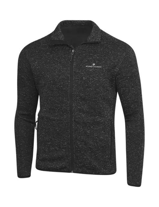 Black Heather Sweater Fleece Jacket w/McGinnis Logo