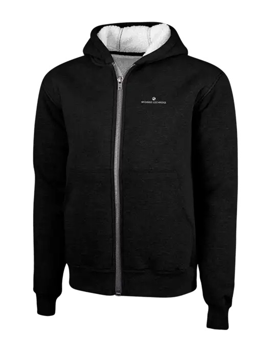 Cornerstone Black Heavyweight Sherpa Lined Hooded Fleece Jacket w/McGinnis Logo