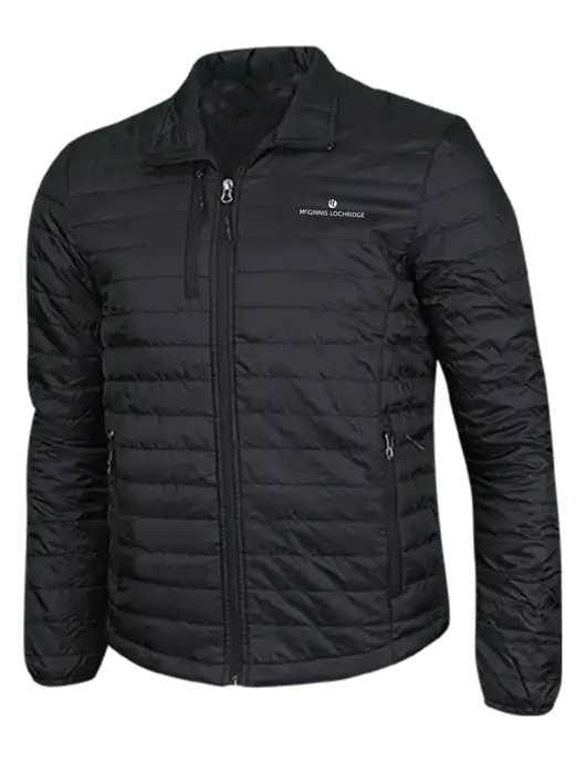 Deep Black Puffy Packable Jacket w/McGinnis Logo