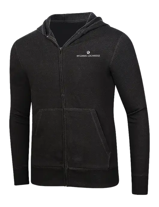 Full-Zip Black Heavyweight Hooded Sweatshirt w/McGinnis Logo
