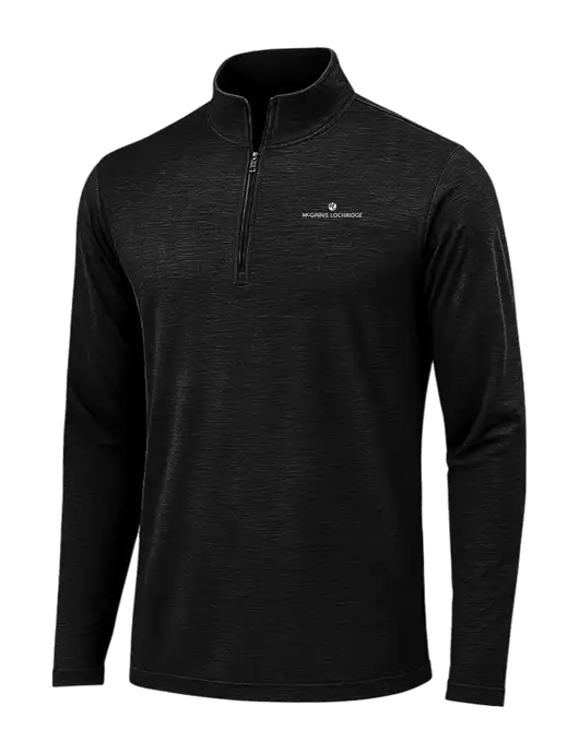 Black Triad Solid Posicharge Tri-Blend Wicking 1/4 Zip Pullover w/McGinnis Logo