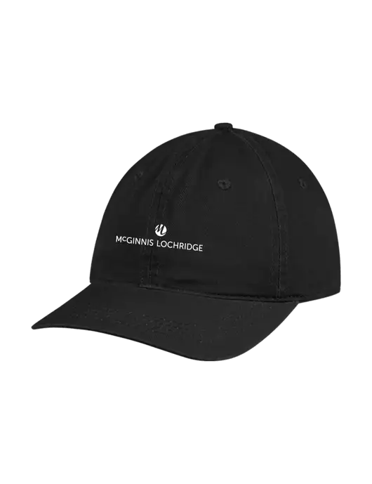 Garment Washed Unstructured Twill Black Cap w/McGinnis Logo