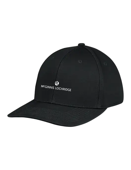 Premium Modern Structured Twill Black Snapback Cap w/McGinnis Logo