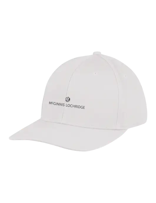 Premium Modern Structured Twill White Snapback Cap w/McGinnis Logo
