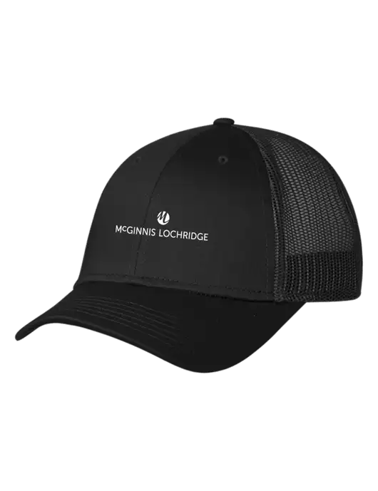 Black Mesh Trucker Cap Snap Back w/McGinnis Logo