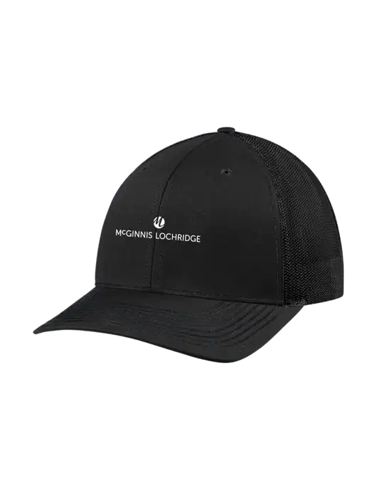 Richardson Adjustable Snapback Original 112 Trucker Cap Black w/Black Mesh w/McGinnis Logo