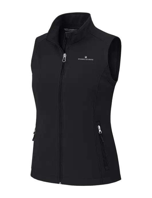 Black Womens Core Soft Shell Vest w/McGinnis Logo
