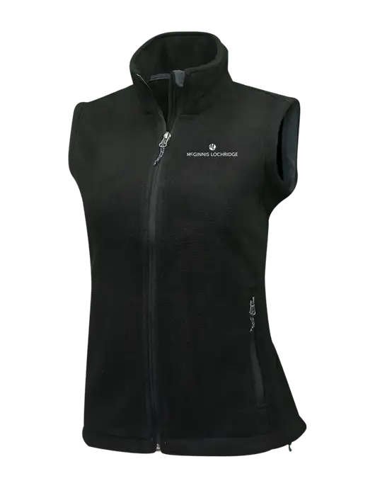Womens Black Fleece Vest w/McGinnis Logo