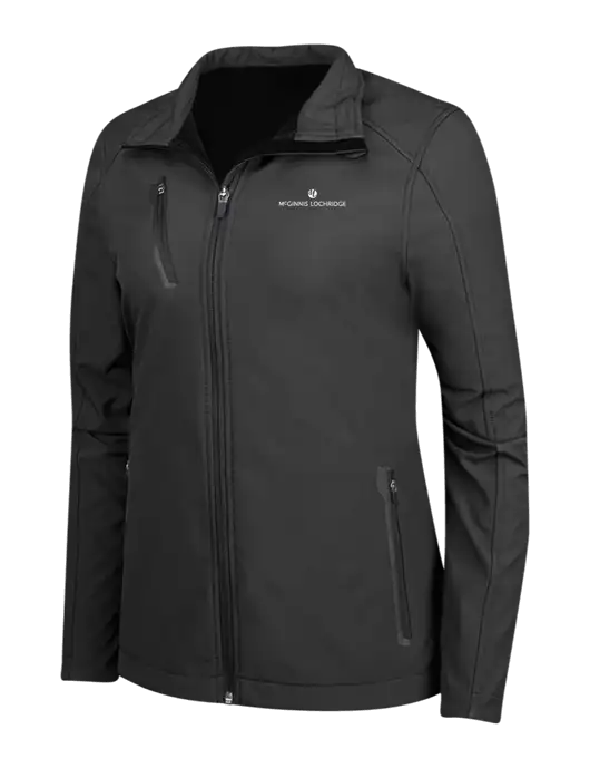 Black Womens Welded Softshell Jacket w/McGinnis Logo