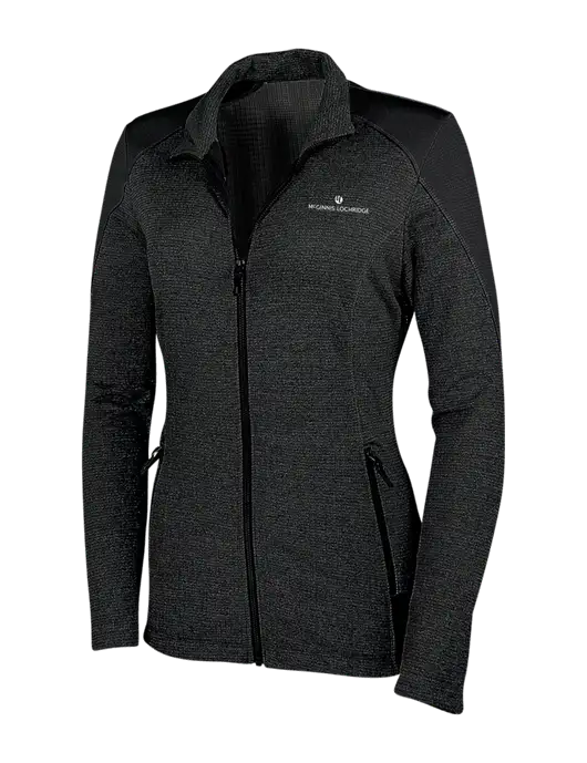Womens Black Grid Fleece Jacket w/McGinnis Logo