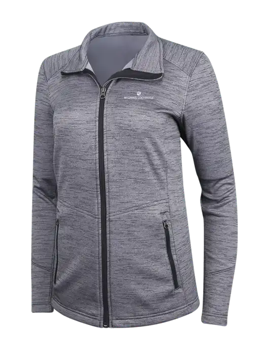 Medium Grey Womens Digi Stripe Fleece Jacket w/McGinnis Logo