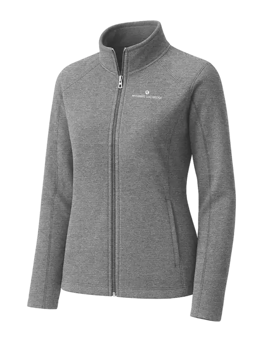 Medium Grey Womens Heather Microfleece Full-Zip Jacket w/McGinnis Logo