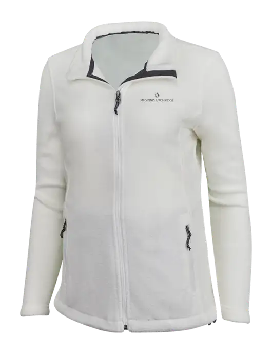 Womens White Fleece Jacket w/McGinnis Logo
