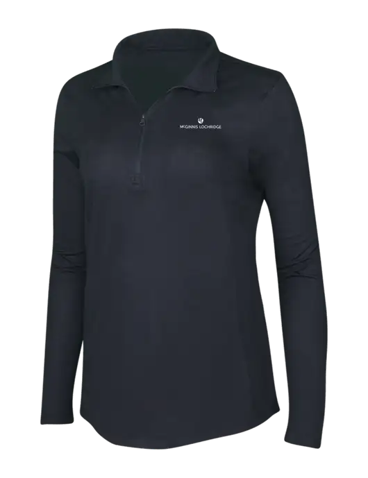 Black Triad Solid Womens Posicharge Tri-Blend Wicking 1/4 Zip Pullover w/McGinnis Logo