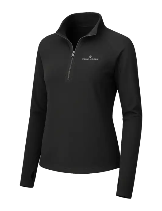 Womens Black Microfleece 1/2 Zip Pullover w/McGinnis Logo