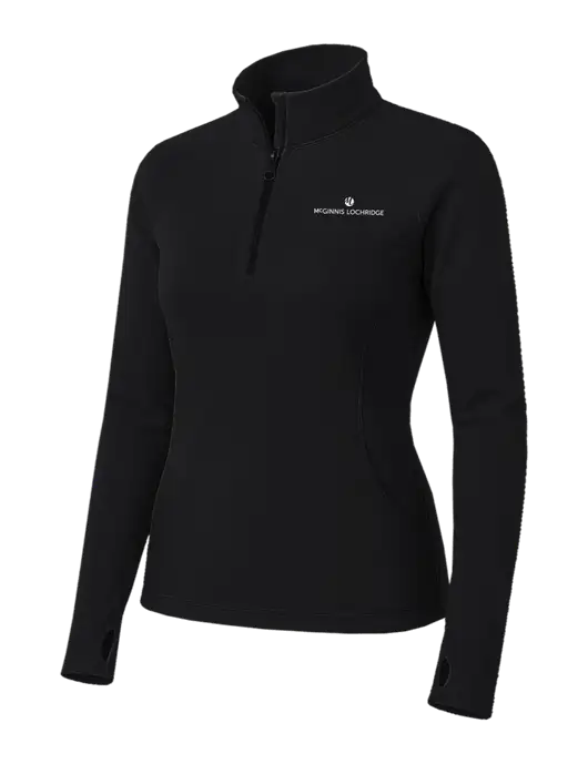 Womens Black Sport Wick Stretch 1/4 Zip Pullover w/McGinnis Logo