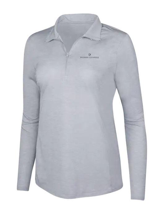 Light Grey Heather Womens Posicharge Tri-Blend Wicking 1/4 Zip Pullover w/McGinnis Logo