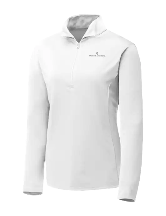 White Womens Posicharge Competitor ¼ Zip Pullover w/McGinnis Logo