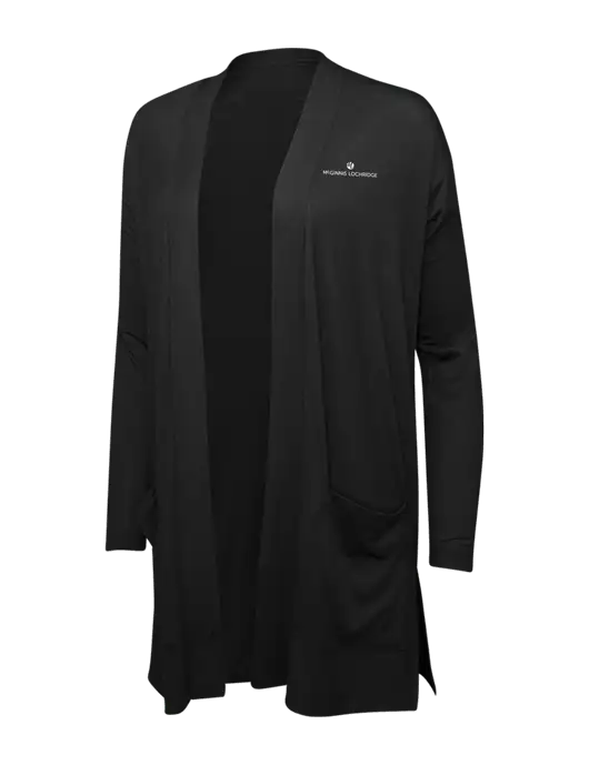 Black Womens Concept Long Pocket Cardigan w/McGinnis Logo