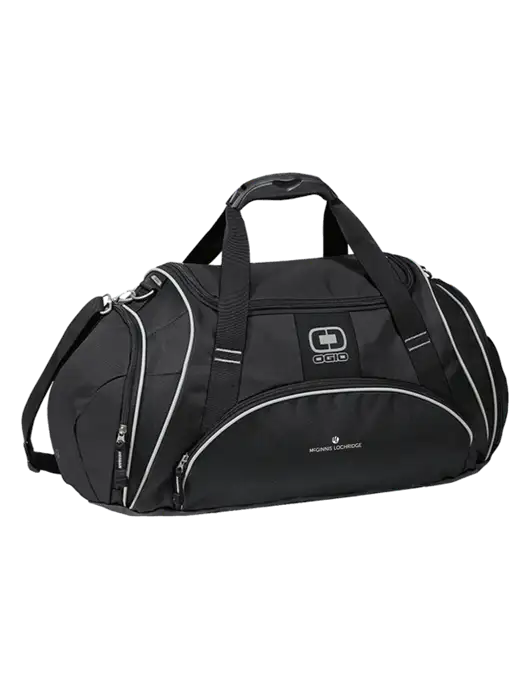 OGIO Black Crunch Duffel
 w/McGinnis Logo