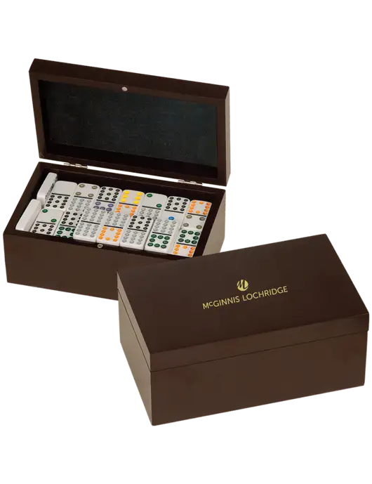 Rosewood Double Twelves 91 Piece Dominos Set w/McGinnis Logo