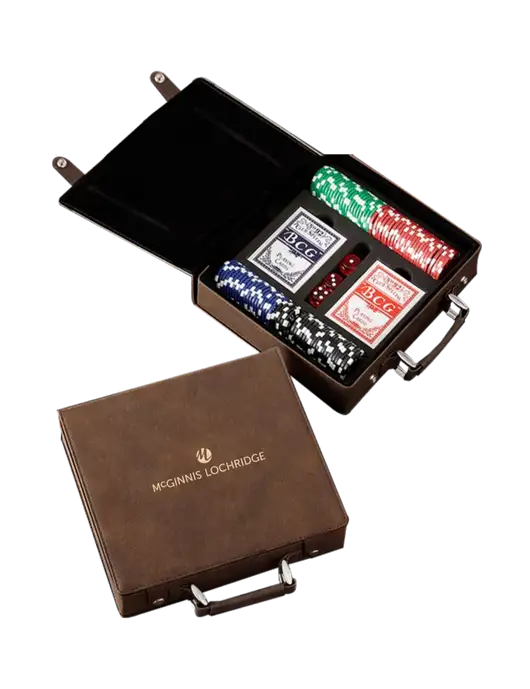 Rustic Leatherette 100 Chip Poker Set w/McGinnis Logo