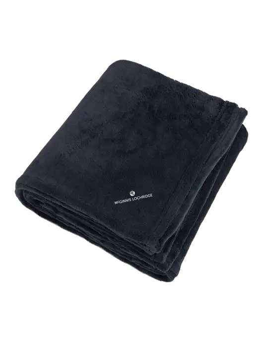 Oversized Deep Black Ultra Plush Blanket w/McGinnis Logo