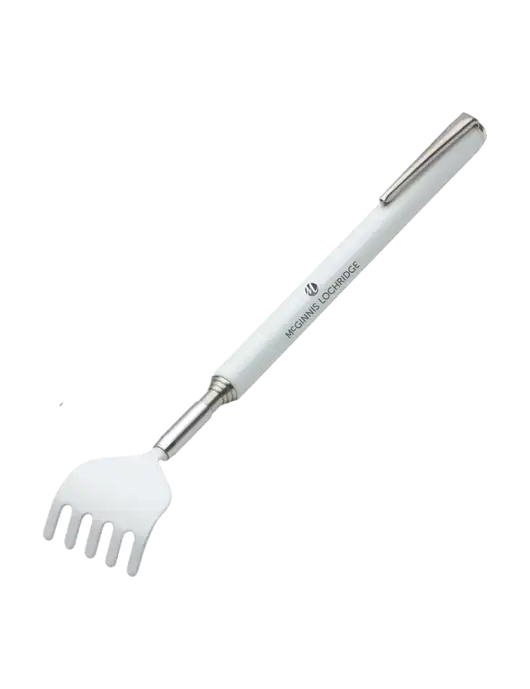 Telescopic White Back Scratcher w/McGinnis Logo
