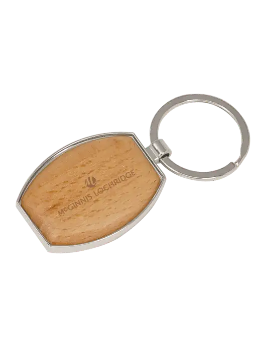 Wood & Silver Oval Keychain w/McGinnis Logo