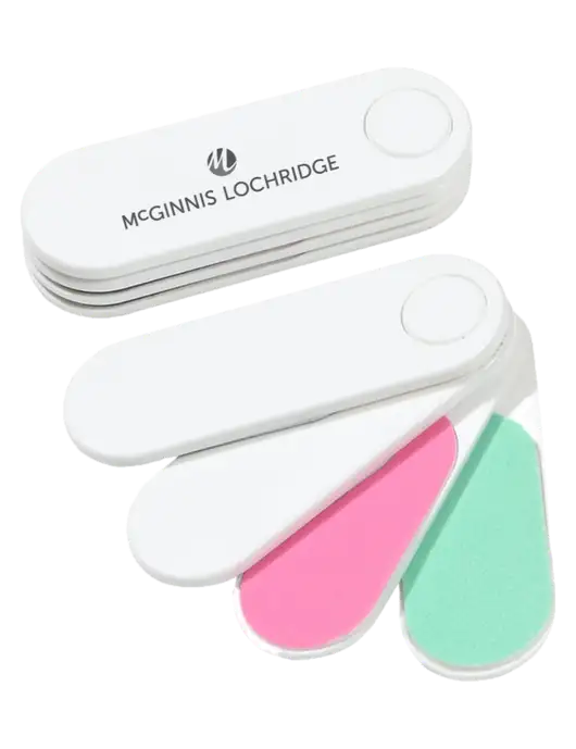 White Folding Nail Files & Buffer w/McGinnis Logo