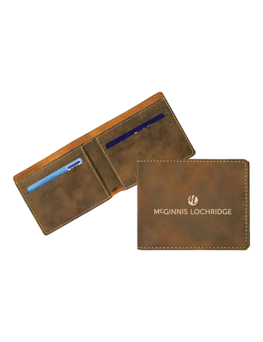 Rustic Leatherette Bifold Wallet w/McGinnis Logo