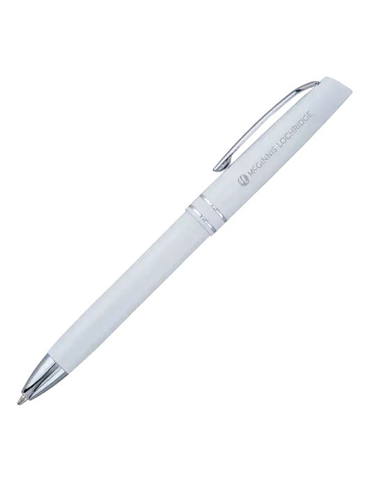White Anguilla Black Ink Pen w/McGinnis Logo
