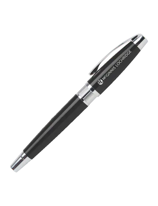 Masscotti Black Rollerball Pen - Black Ink w/McGinnis Logo