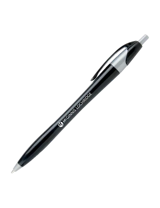 Novella Black/Silver Corporate Pen - Blue Ink w/McGinnis Logo