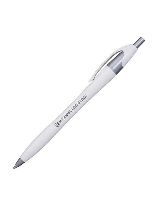 Novella White/Silver Shimmer Pen - Blue Ink w/McGinnis Logo