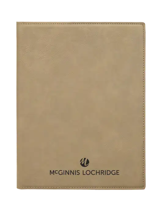 Tan Leatherette 7 x 9 Portfolio with Notepad w/McGinnis Logo