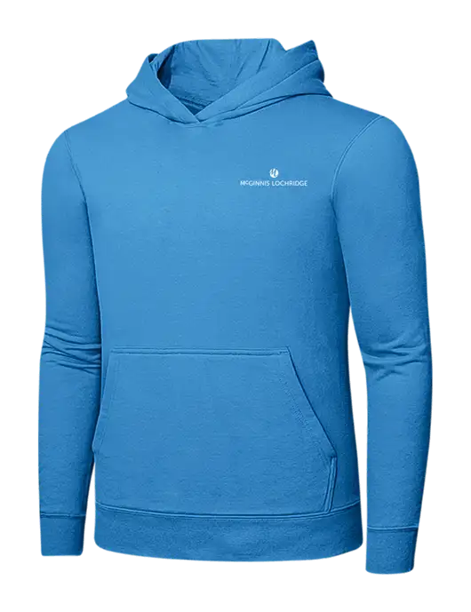 Light Aqua Blue 7.8 oz Ring Spun Hooded Sweatshirt w/McGinnis Logo