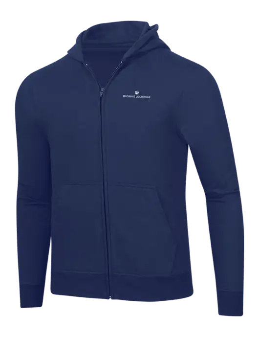 Navy 8.5 oz Ring Spun Zip Hooded Sweatshirt w/McGinnis Logo