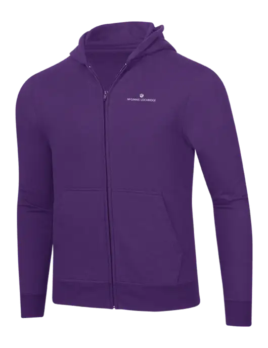 Purple 8.5 oz Ring Spun Zip Hooded Sweatshirt w/McGinnis Logo