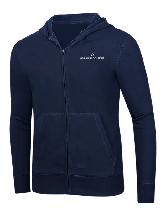 Full-Zip Navy Heavyweight Hooded Sweatshirt w/McGinnis Logo