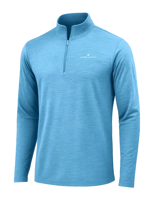 Light Blue Heather Posicharge Tri-Blend Wicking 1/4 Zip Pullover w/McGinnis Logo