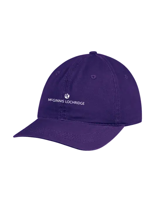 Garment Washed Unstructured Twill Purple Cap w/McGinnis Logo