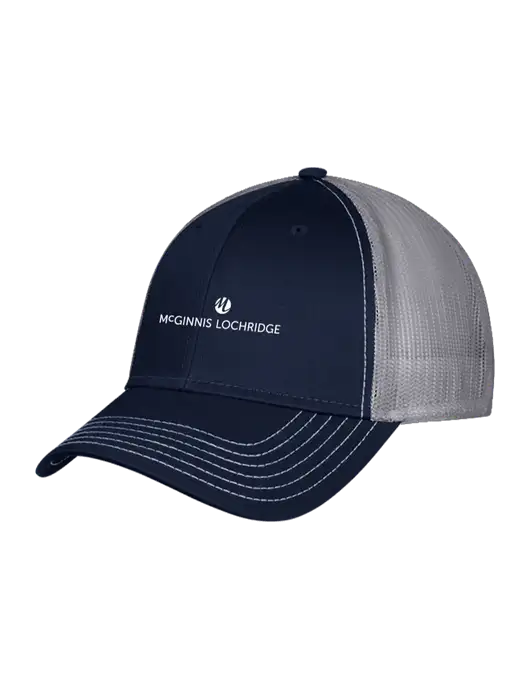 Navy & Grey Mesh Trucker Cap Snap Back w/McGinnis Logo