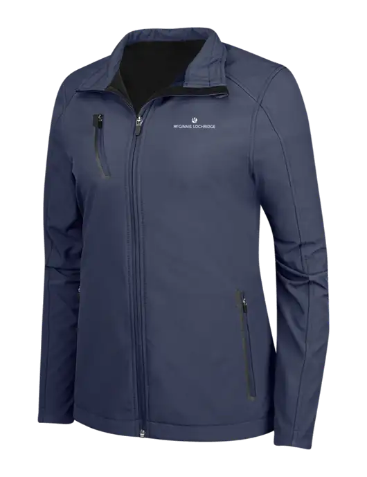 Navy Womens Welded Softshell Jacket w/McGinnis Logo