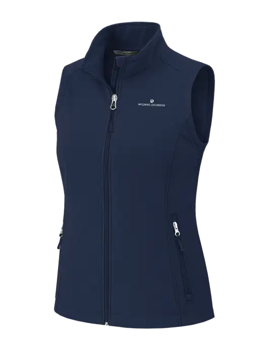 Navy Womens Core Soft Shell Vest w/McGinnis Logo
