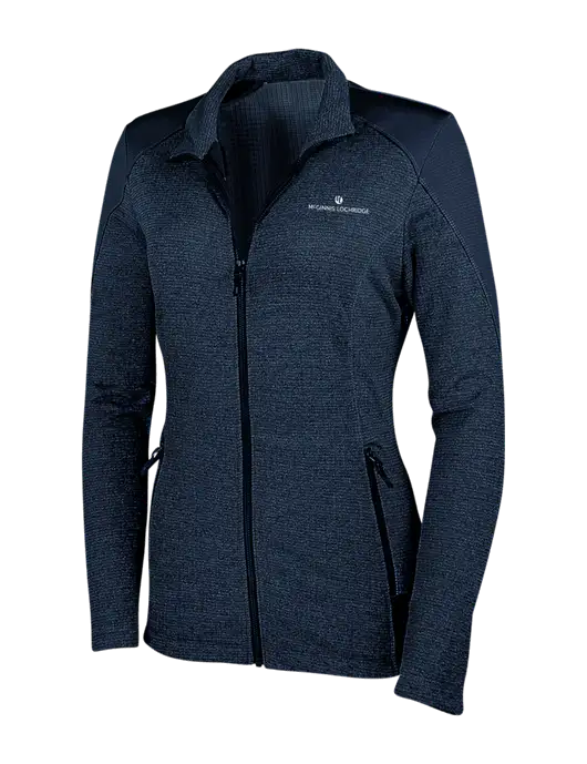 Navy Womens Grid Fleece Jacket w/McGinnis Logo